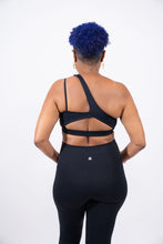 Fashionista Yogi "Lauren" One Shoulder Sports Bra(Black)
