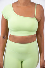 Fashionista Yogi "Missy" One Sleeve Asymmetric Sports bra/top(Bright Green)