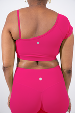 Fashionista Yogi "Missy" One Sleeve Asymmetric Sports bra/top(Hot Pink)