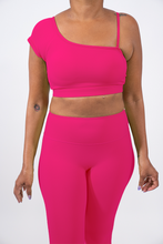 Fashionista Yogi "Missy" One Sleeve Asymmetric Sports bra/top(Hot Pink)