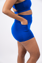Fashionista Yogi "Jessica"  High Rise Yoga Short with pockets(Bold Blue)