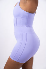 Fashionista Yogi "Sha'Carri" Corset Binding Detail Unitard Short Jumpsuit(lavendar)